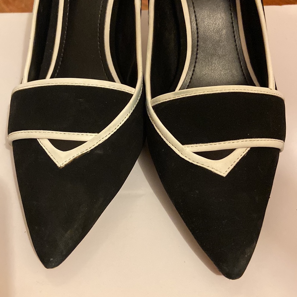 WHBM Classy Black White Hayden suede Heels 7.5 - Picture 12 of 12